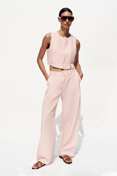 SHORT WAISTCOAT WITH VENTS - Pink by Zara - Image 0