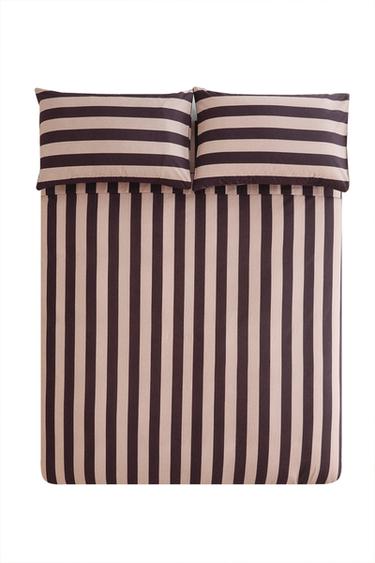 Zara FADED COTTON STRIPE DUVET COVER - 粉紅色