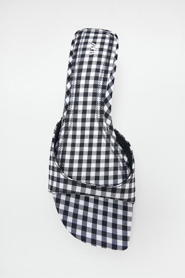 GINGHAM PRINT HEELED SANDALS - Multicoloured by Zara