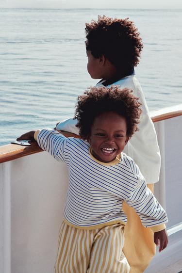 ZARA TIMELESS - STRIPED TWILL BAGGY TROUSERS - Mustard by Zara