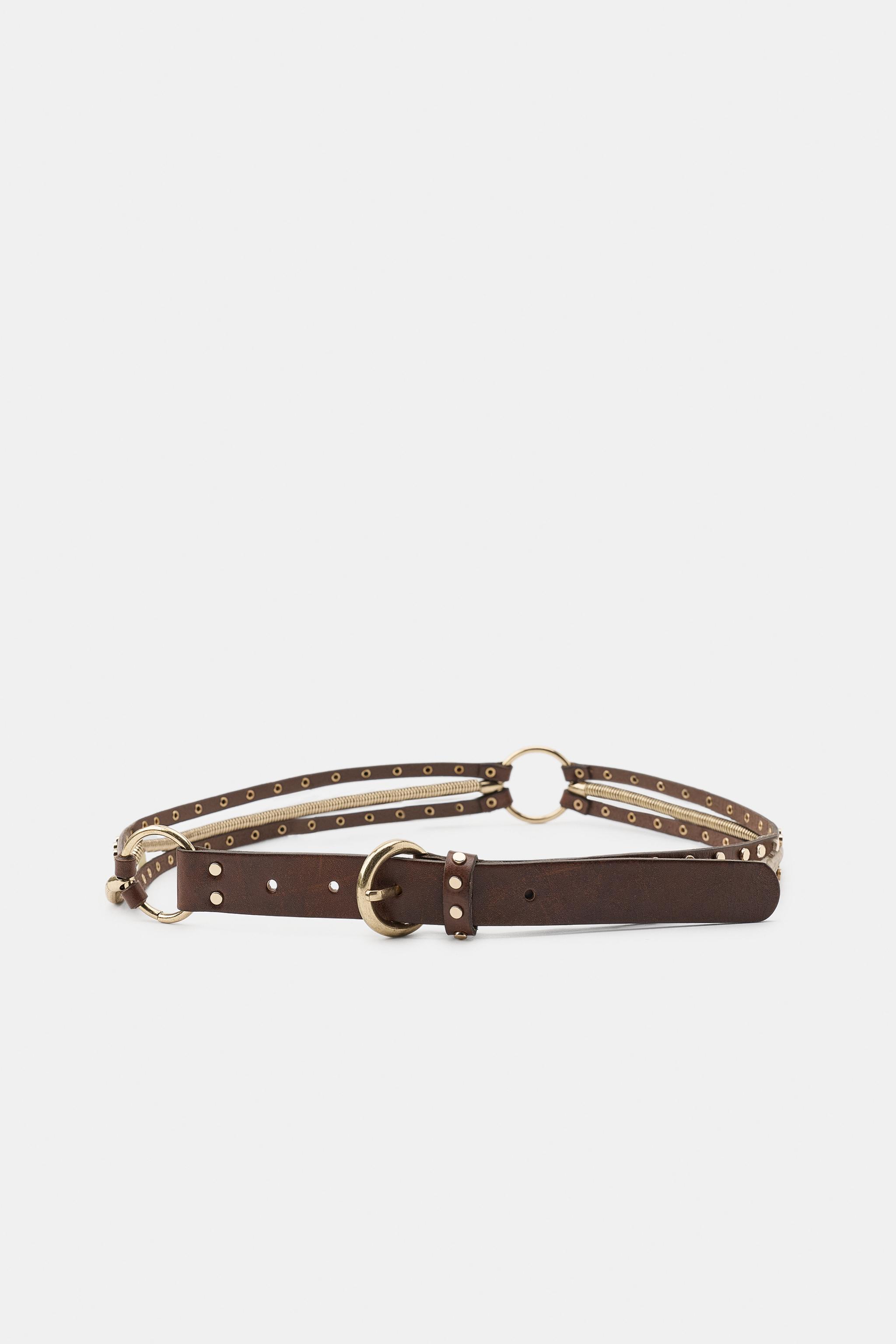 LEATHER AND CHAIN COMBINATION BELT