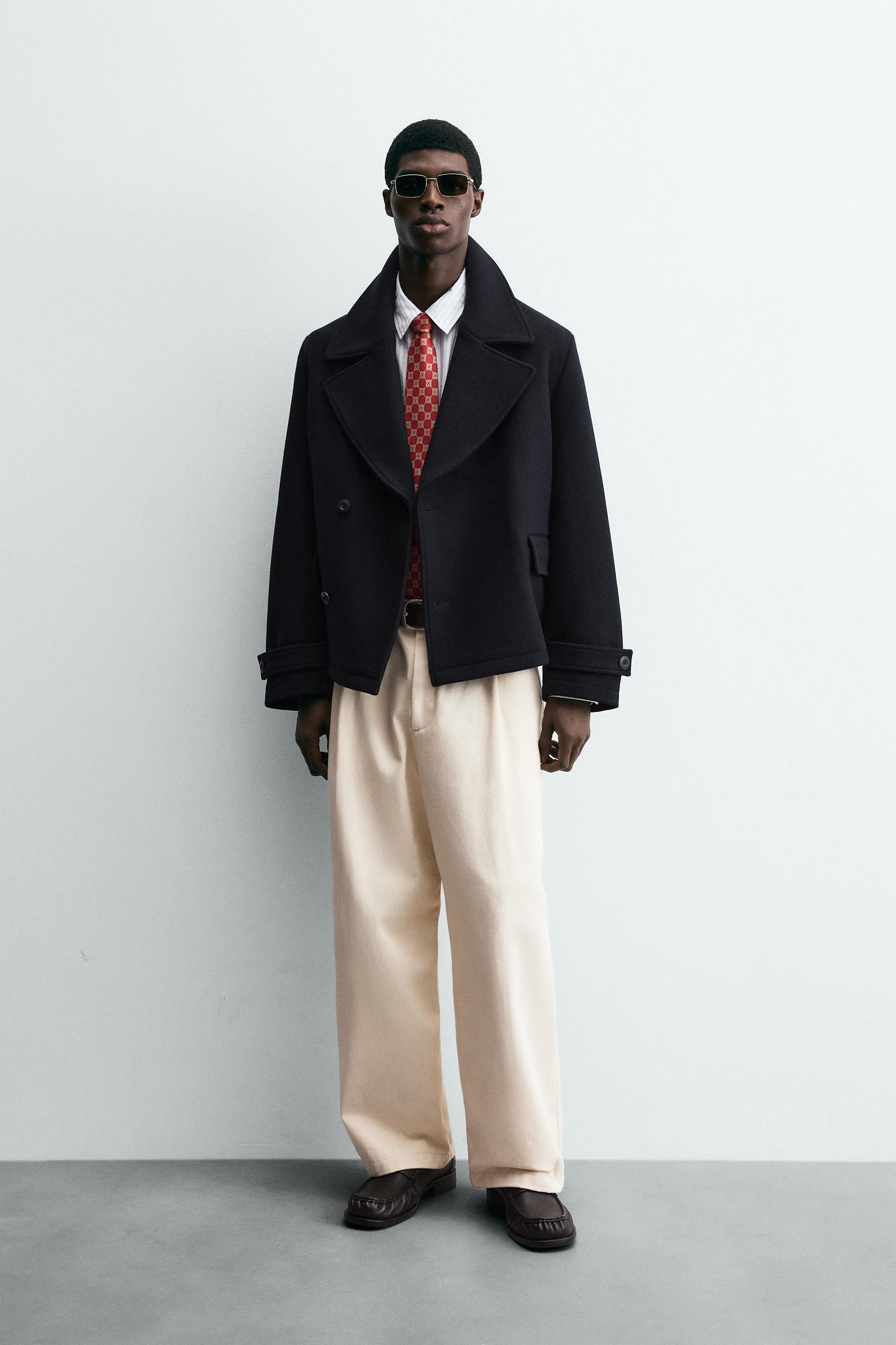 SHORT WOOL COAT - Navy blue | ZARA Australia