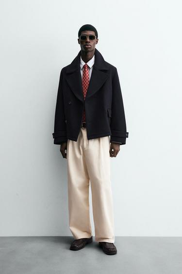 SHORT WOOL COAT - Navy blue by Zara - Image 0
