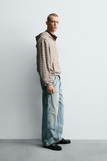 SURCHEMISE À CARREAUX AVEC CAPUCHE - blanc-orange de Zara - Image 3