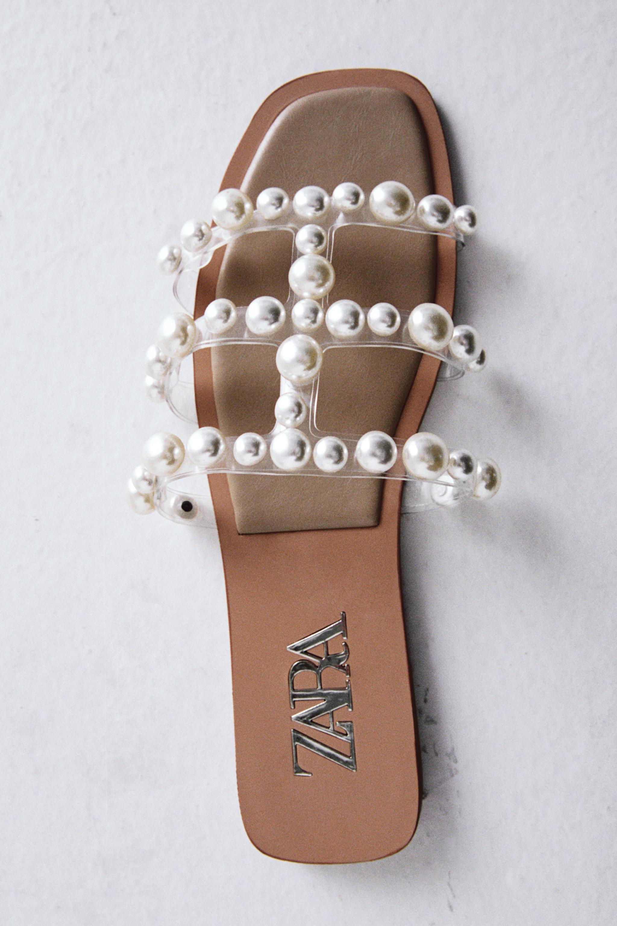 Zara slides with beads hotsell