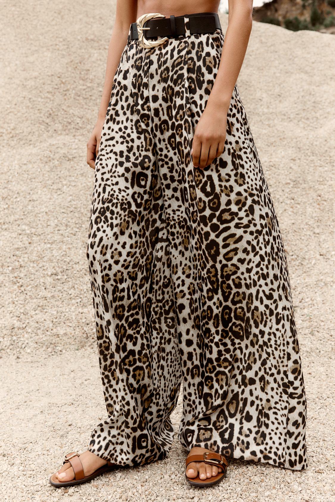 SATIN WIDE LEG BELTED PANTS