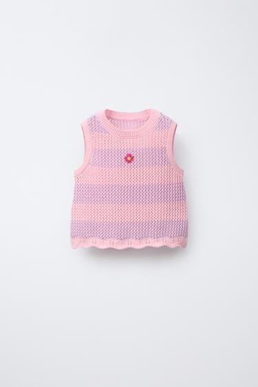 TOP PUNTO BORDADO - Rosa pastel de Zara