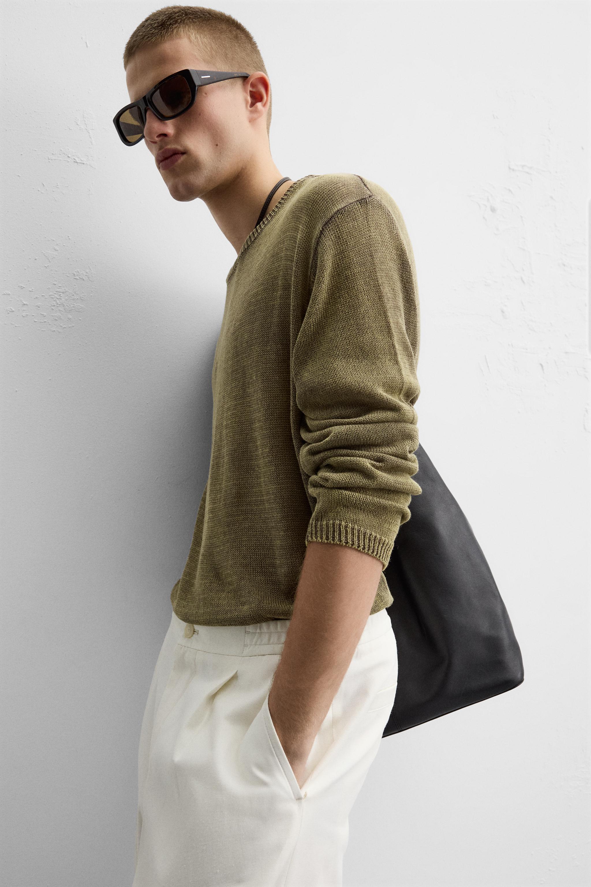 安心★関税込み★ZARA★RELAXED FIT SEMI-SHEER SWEATER SEMI-SHEER RELAXED FIT SWEATER - Khaki | ZARA United States