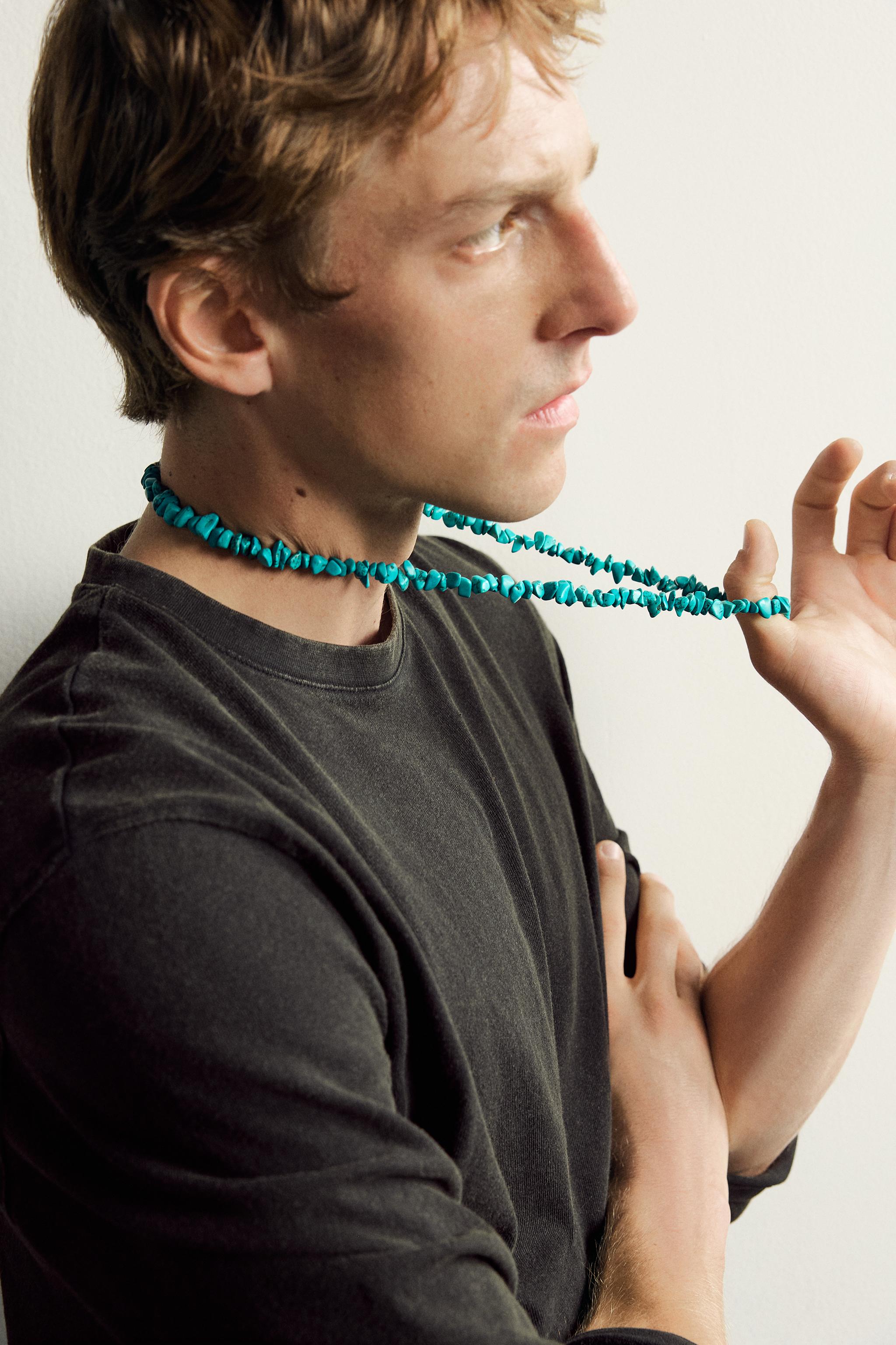 Мужские аксессуары Zara AARON LEVINE X ZARA STONE BEAD NECKLACE — фото 3