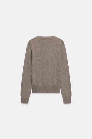 DIAMOND-PATTERN WOOL SWEATER - brown vigore by Zara - Image 2