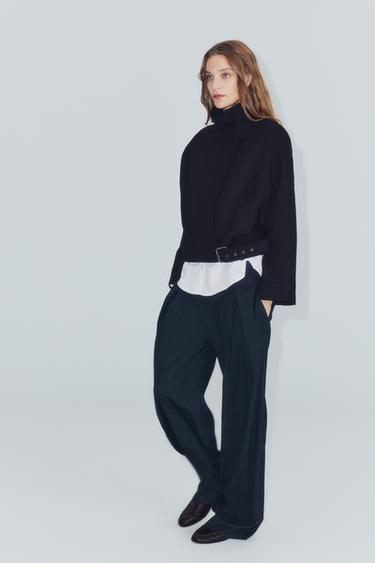 CHAQUETA HEBILLA CON LANA ZW COLLECTION - Negro de Zara