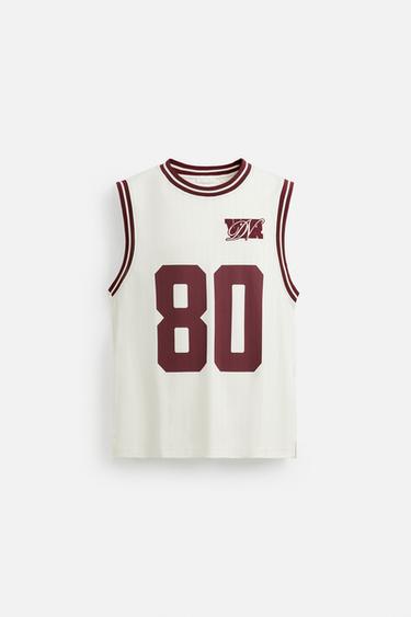 CONTRAST VARSITY TANK TOP - Ecru by Zara