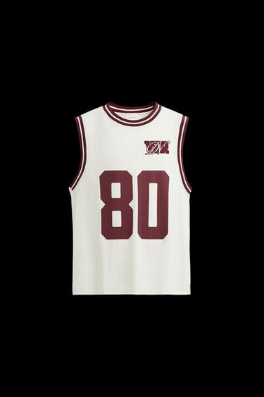 Zara VARSITY COMBINATION TANK TOP - Ecru - Image 0