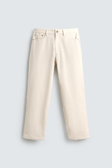 REGULAR FIT CORDUROY TROUSERS - Oyster-white by Zara