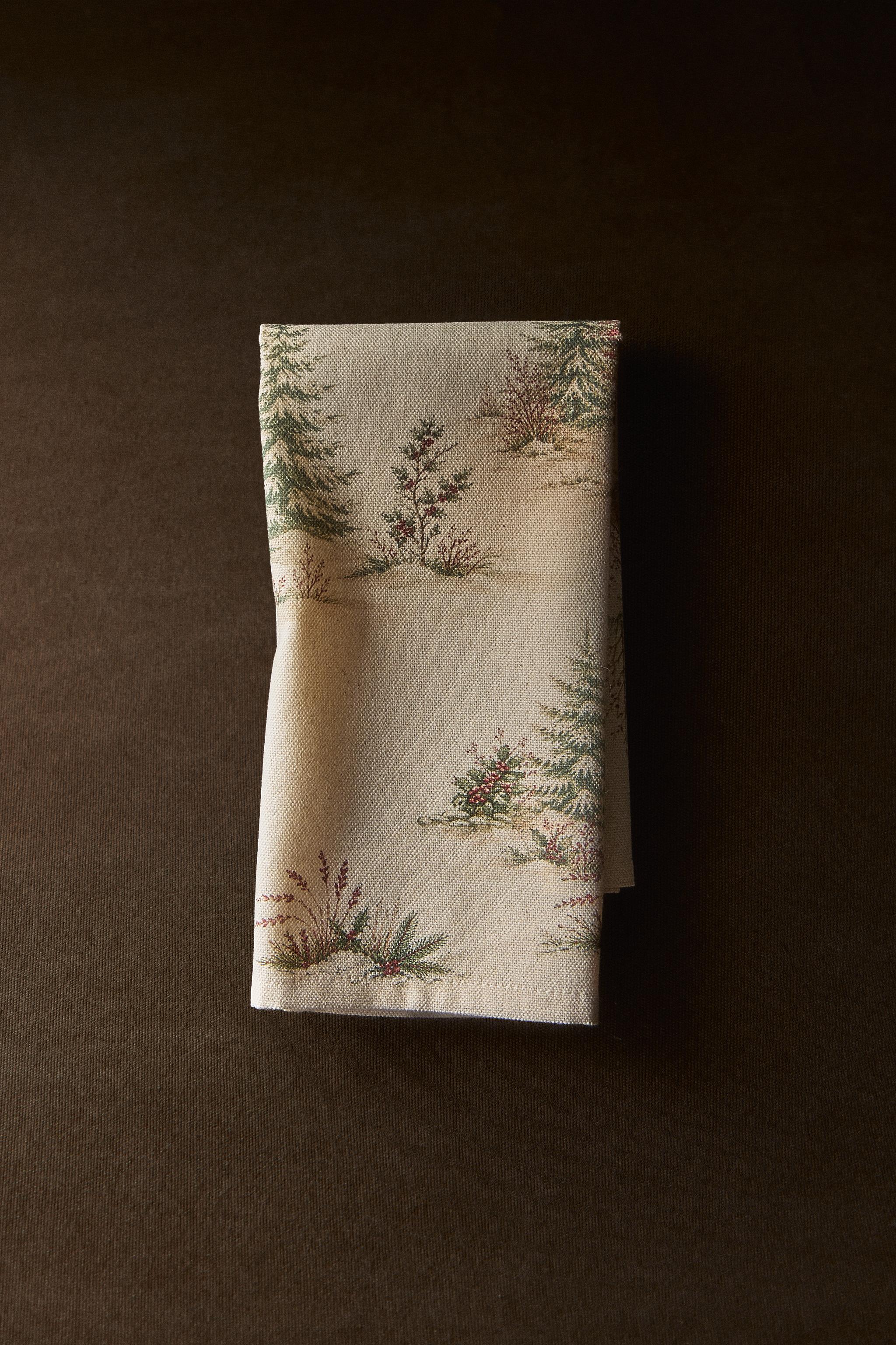LOT DE SERVIETTES DE TABLE EN COTON PAYSAGE DE NOËL (LOT DE 2)