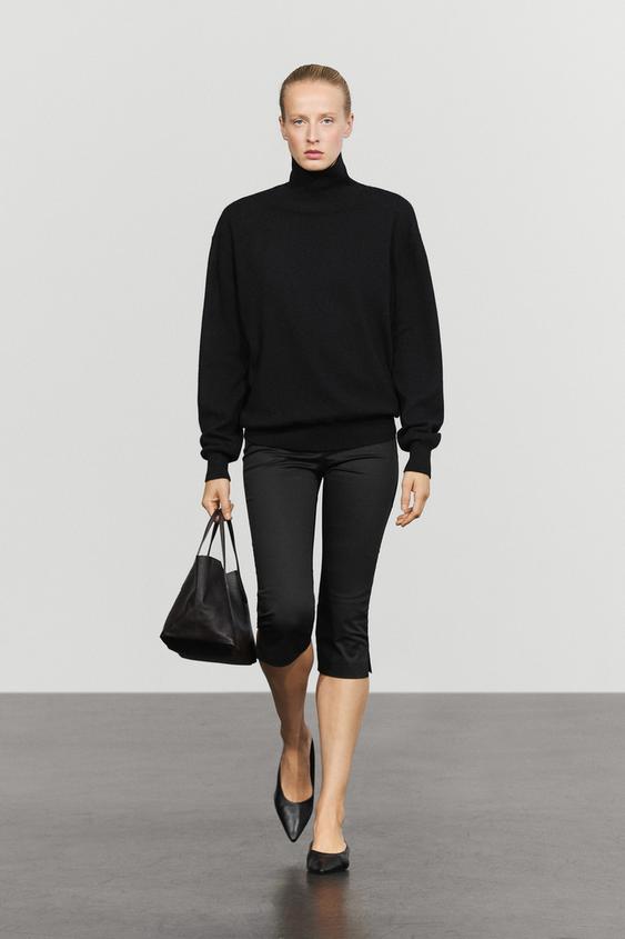 Pantalón capri mezcla algodón - Negro de Zara - Imagen 0
