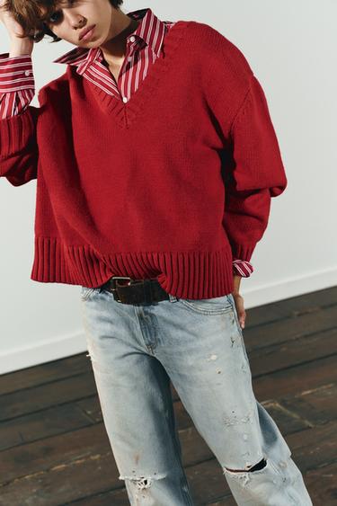 PULL OVERSIZE EN MAILLE - Rouge de Zara - Image 2