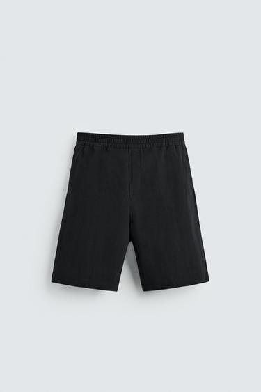 BERMUDA COUPE DÉCONTRACTÉE EN COTON - Noir de Zara