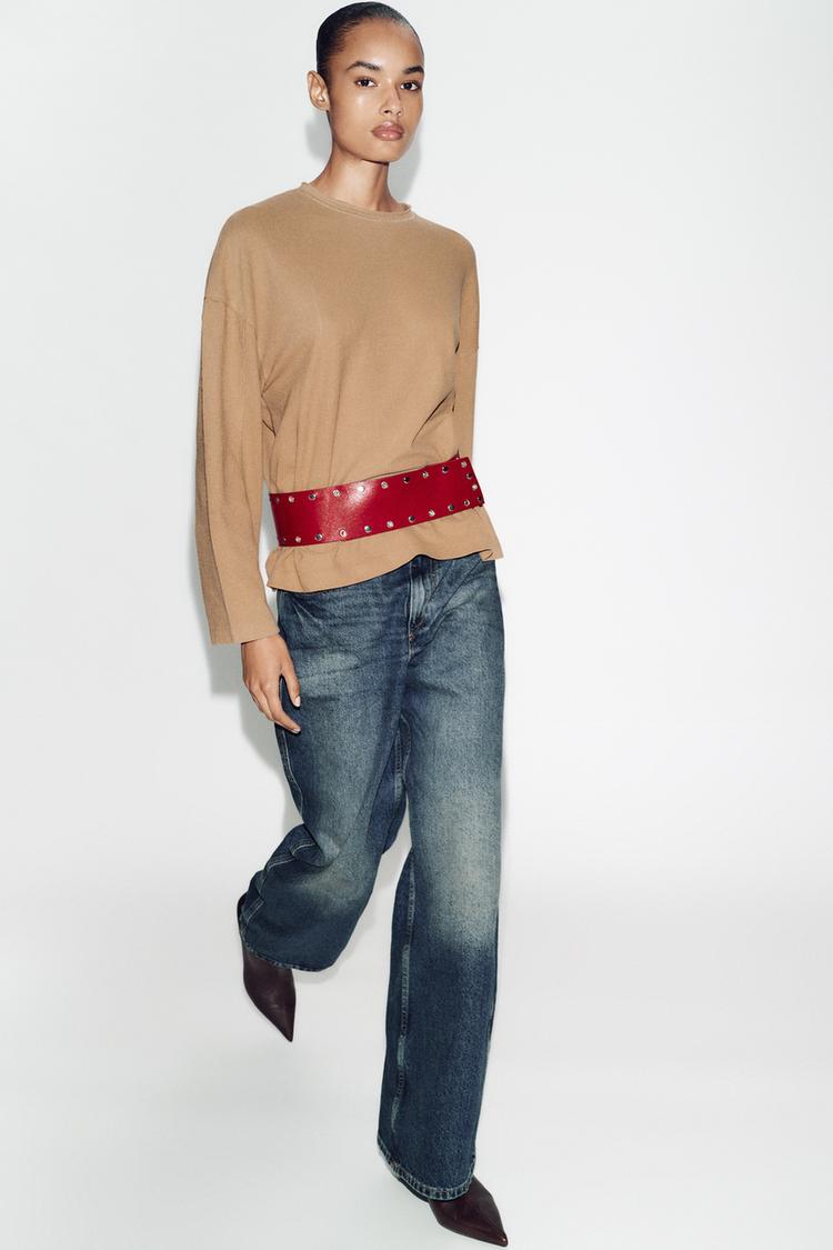 ZARA 100% LEATHER STUDDED CUMMERBUND BELT