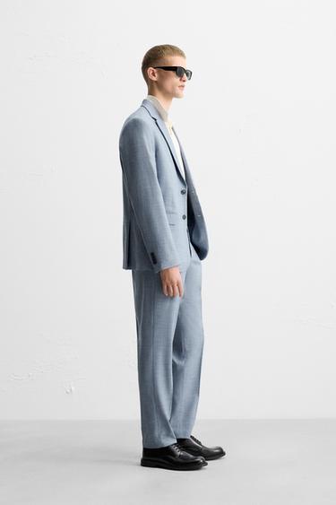 PANTALON DE COSTUME STRUCTURÉ - Bleuté de Zara - Image 3