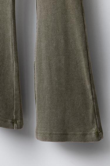HEAVY WEIGHT T-SHIRT AND WASHED-EFFECT RIBBED FLARE LEGGINGS SET - washed green by Zara - Image 7