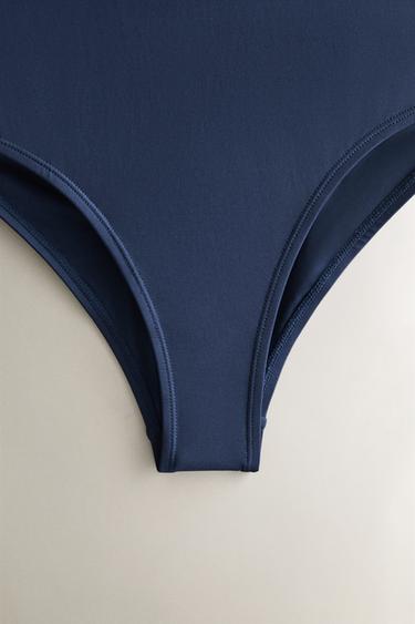TIED HALTER BEACH SWIMSUIT - Mid-blue by Zara - Image 2