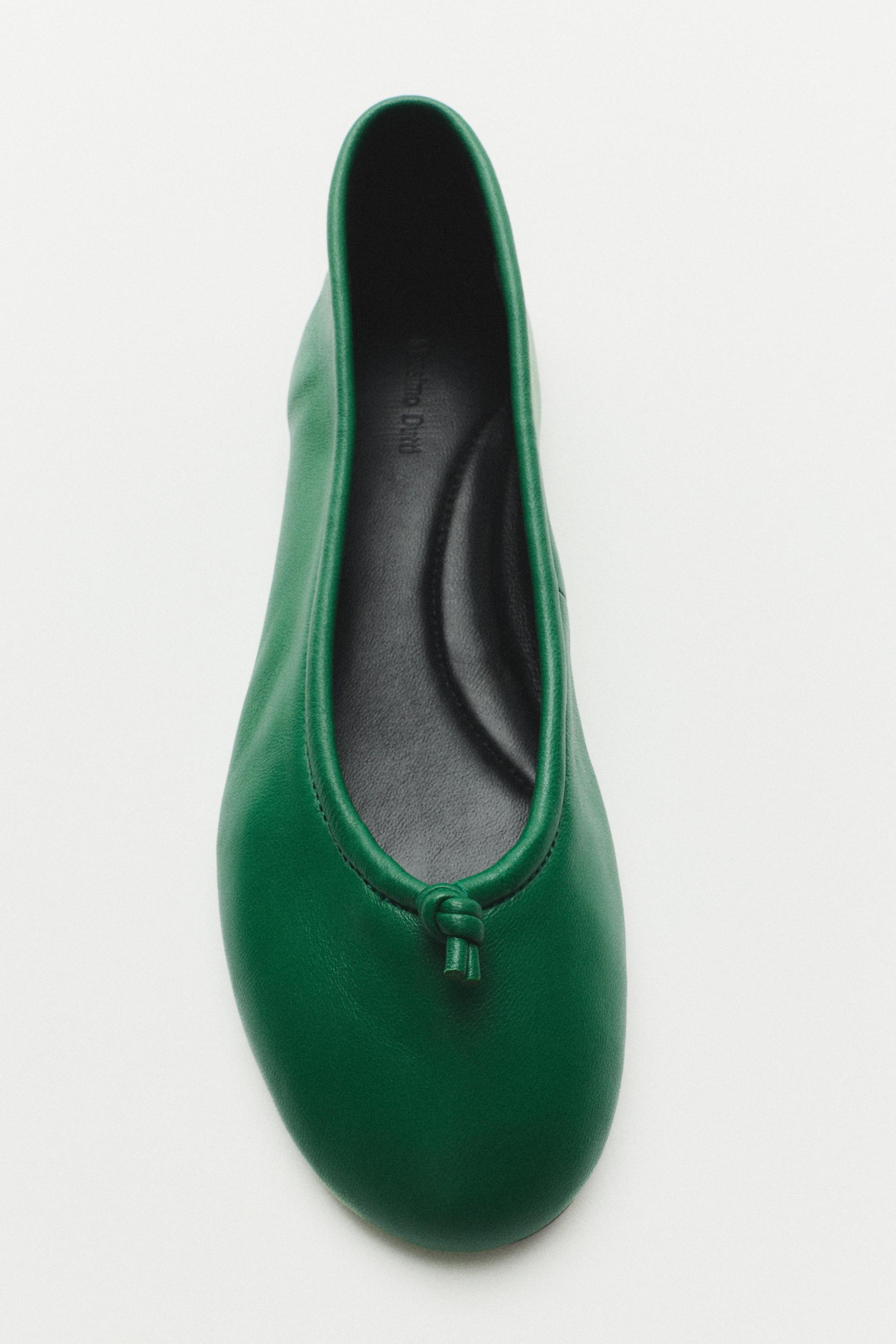 Leather knot ballet flat — Green