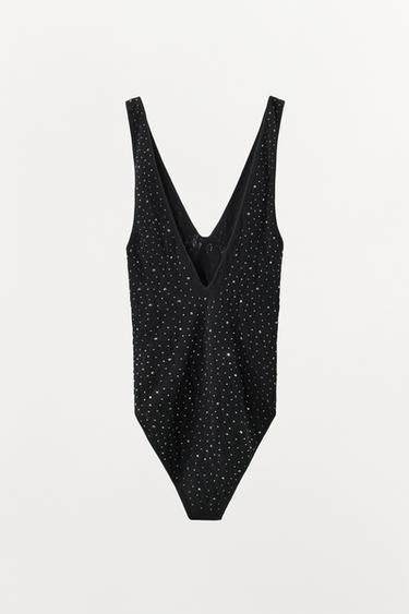 BODY SEAMLESS EN DENTELLE BRILLANTE - Noir de Zara - Image 3