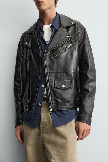 LEATHER BIKER JACKET - Black de Zara - Image 4