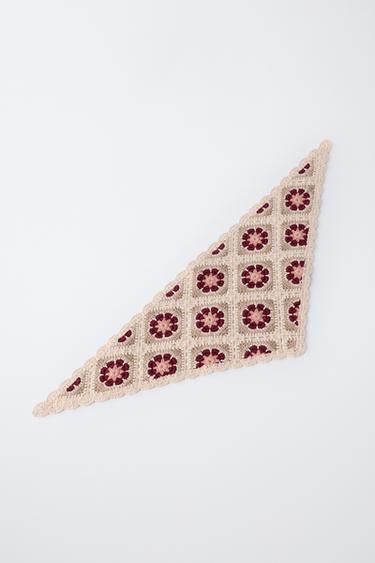 BANDANA EN MAILLE À FLEURS EN CROCHET - Beige clair de Zara - Image 1