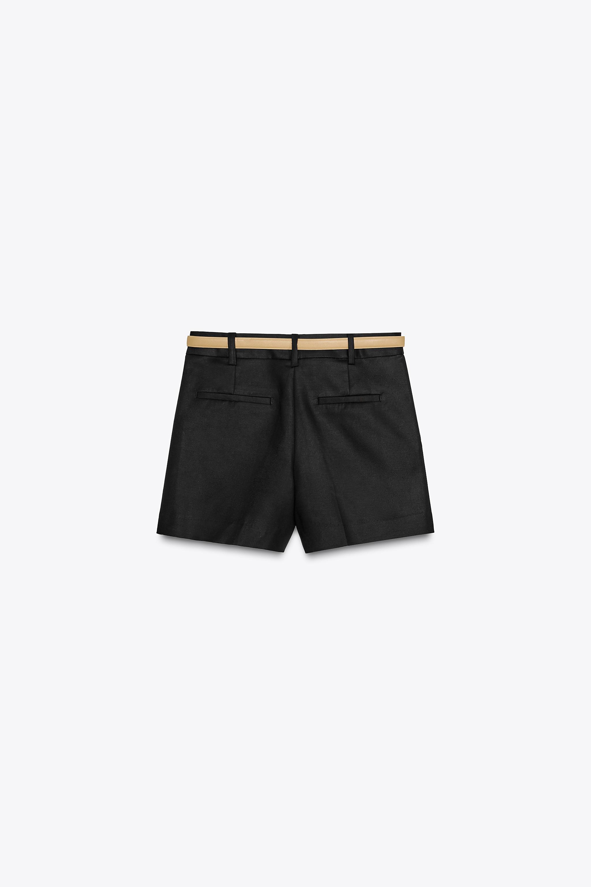 ZARA ベルトディテール ダーツバミューダパンツ 4387/172 ベルトディテール ダーツバミューダパンツ - ホワイト | ZARA