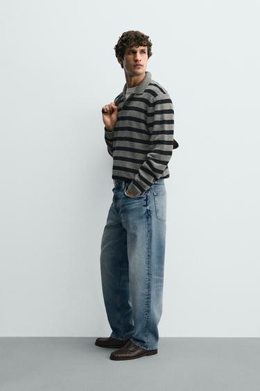 POLO EN MAILLE DE COTON ET LIN À RAYURES - Gris moyen de Zara - Image 3