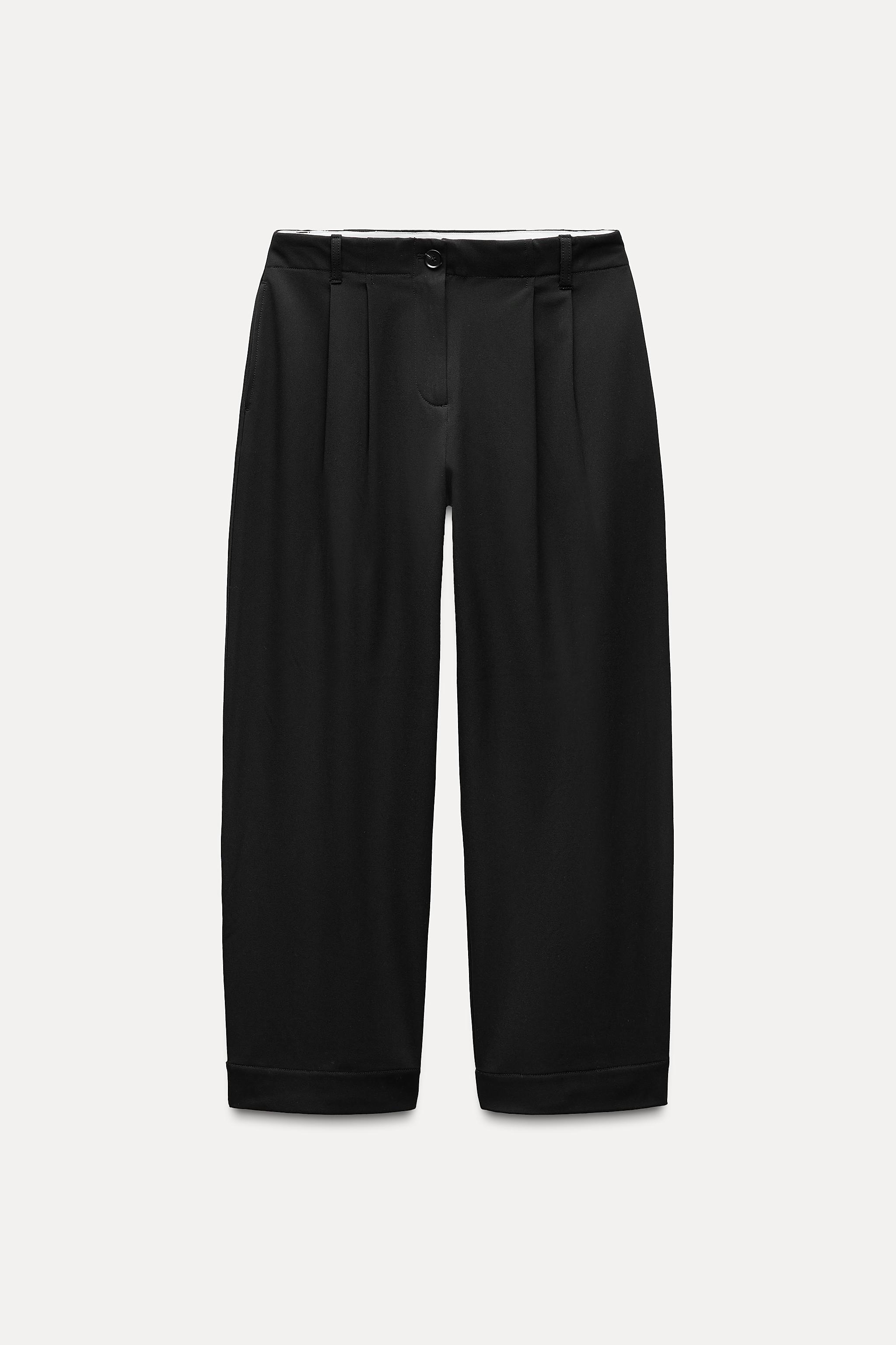 PANTS WITH DARTS AND ADJUSTABLE HEM - Black | ZARA United States