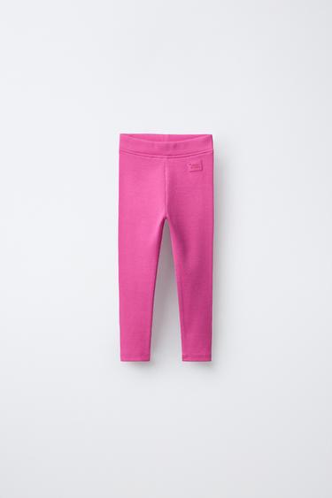 ŽEBROVANÉ LEGÍNY SE ŠTÍTKEM - Fuchsiová od Zara