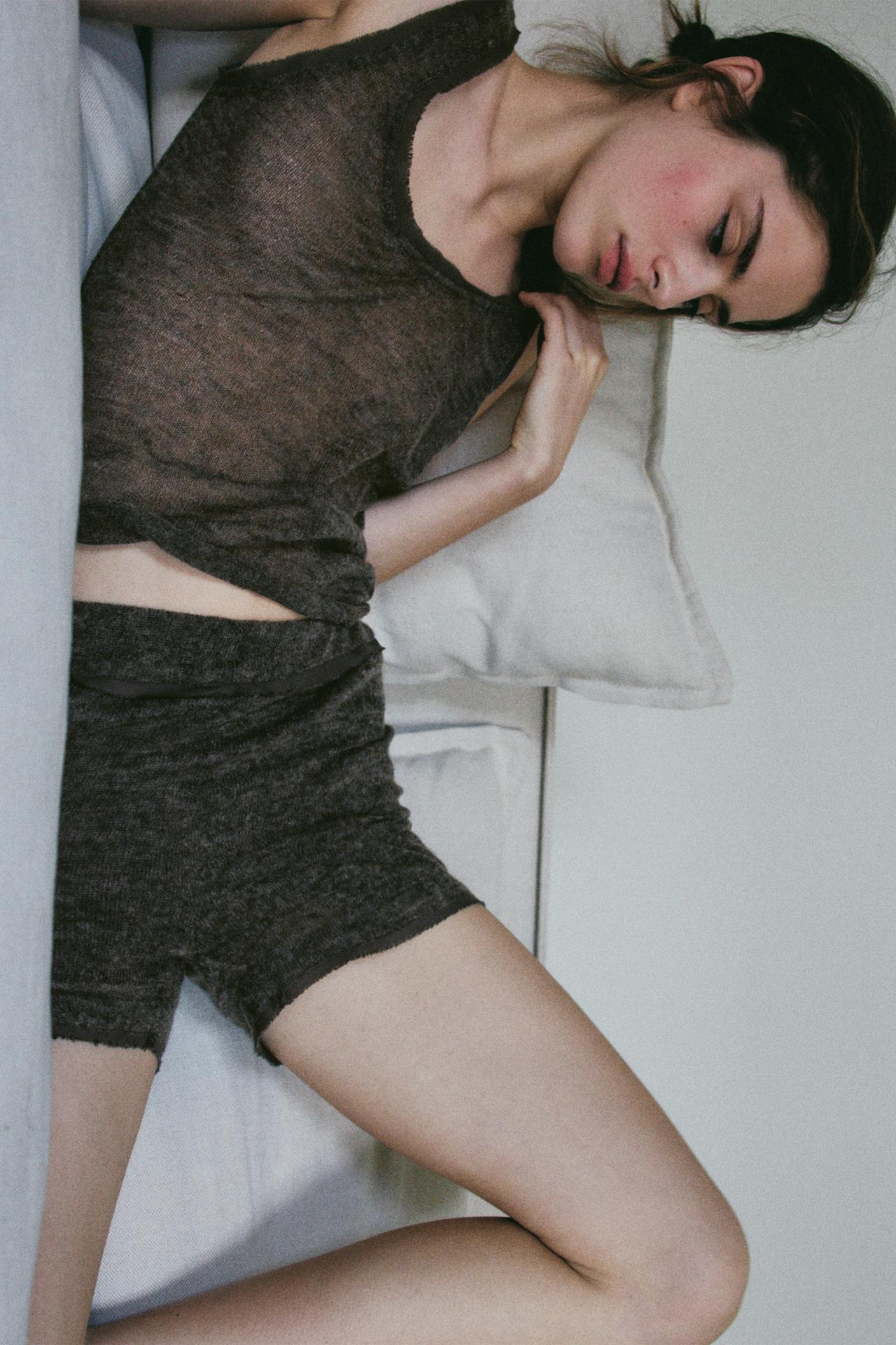 WOOL BLEND KNIT TANK TOP — Gray