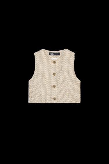 CHALECO CORTO ESTRUCTURA - Crudo / Beige de Zara