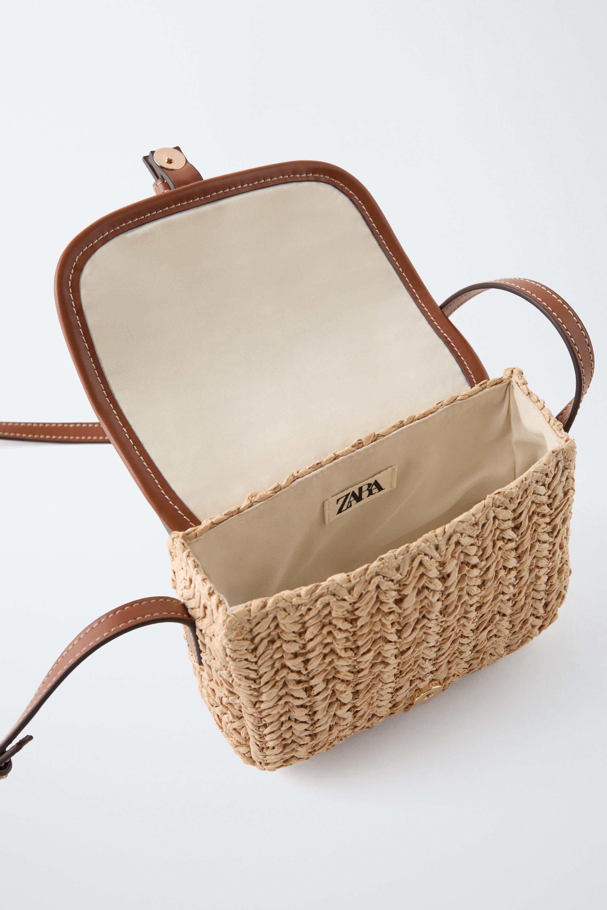 RAFFIA-EFFECT CROSSBODY BAG Ecru White ZARA Australia