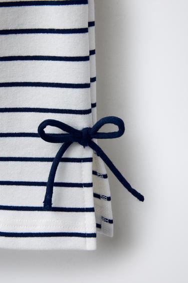 STRIPED T-SHIRT WITH BOWS - Navy blue by Zara - Image 3