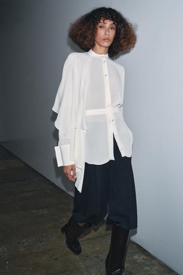 Zara ZW COLLECTION ASYMMETRIC SHIRT - Ecru - Image 0