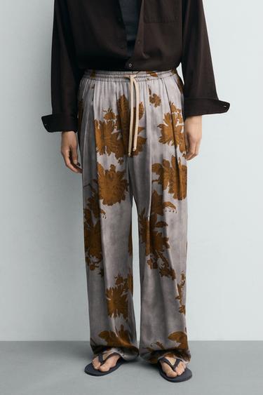Zara FLOWY RELAXED FIT PANTS - Printed