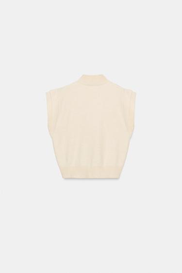 KNIT TOP WITH PADDED SHOULDERS - Mid-ecru by Zara - Image 7