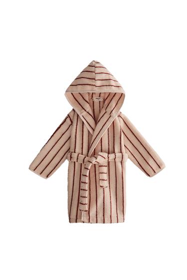 ROUPÃO INFANTIL DE VELUDO LISTRADO - Rosa da Zara