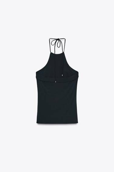 TOP HALTER CRÊPE - Noir de Zara - Image 5