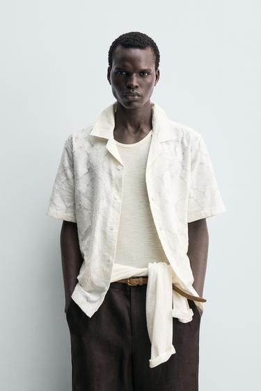 CHEMISE RELAXED FIT JACQUARD TEXTURÉ - Blanc cassé de Zara - Image 1