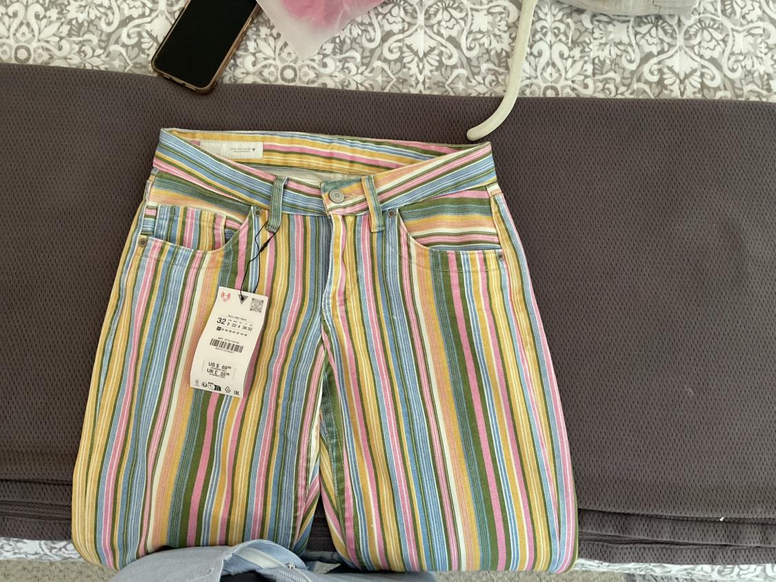 TRF LOW RISE STRIPED WIDE LEG JEANS - Image 3