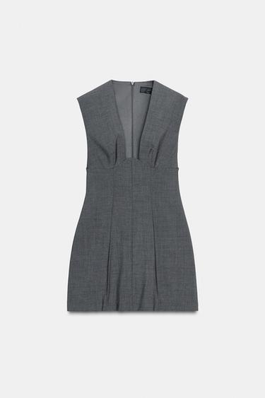 Zara V-NECK SHORT DRESS - Dark gray