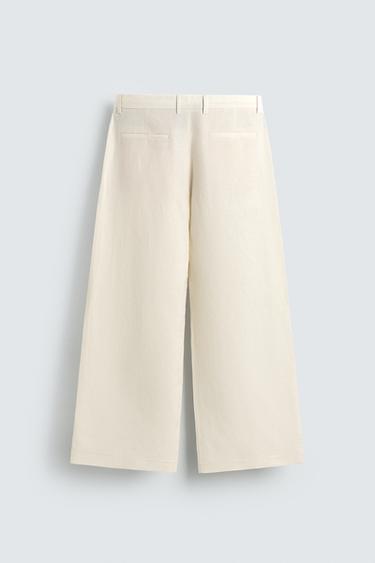 PANTALON COUPE DÉCONTRACTÉE À PLIS - Beige clair de Zara - Image 7