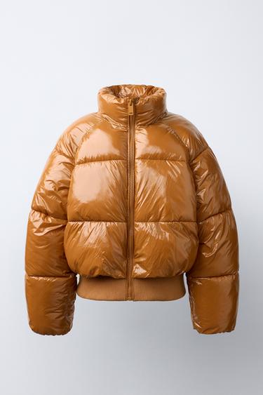 SHINY PUFFER JACKET — Ocher 1