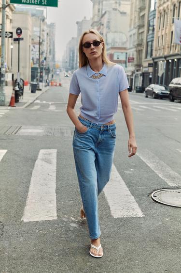 SHORT SLEEVE CARDIGAN - Light blue by Zara - Image 0