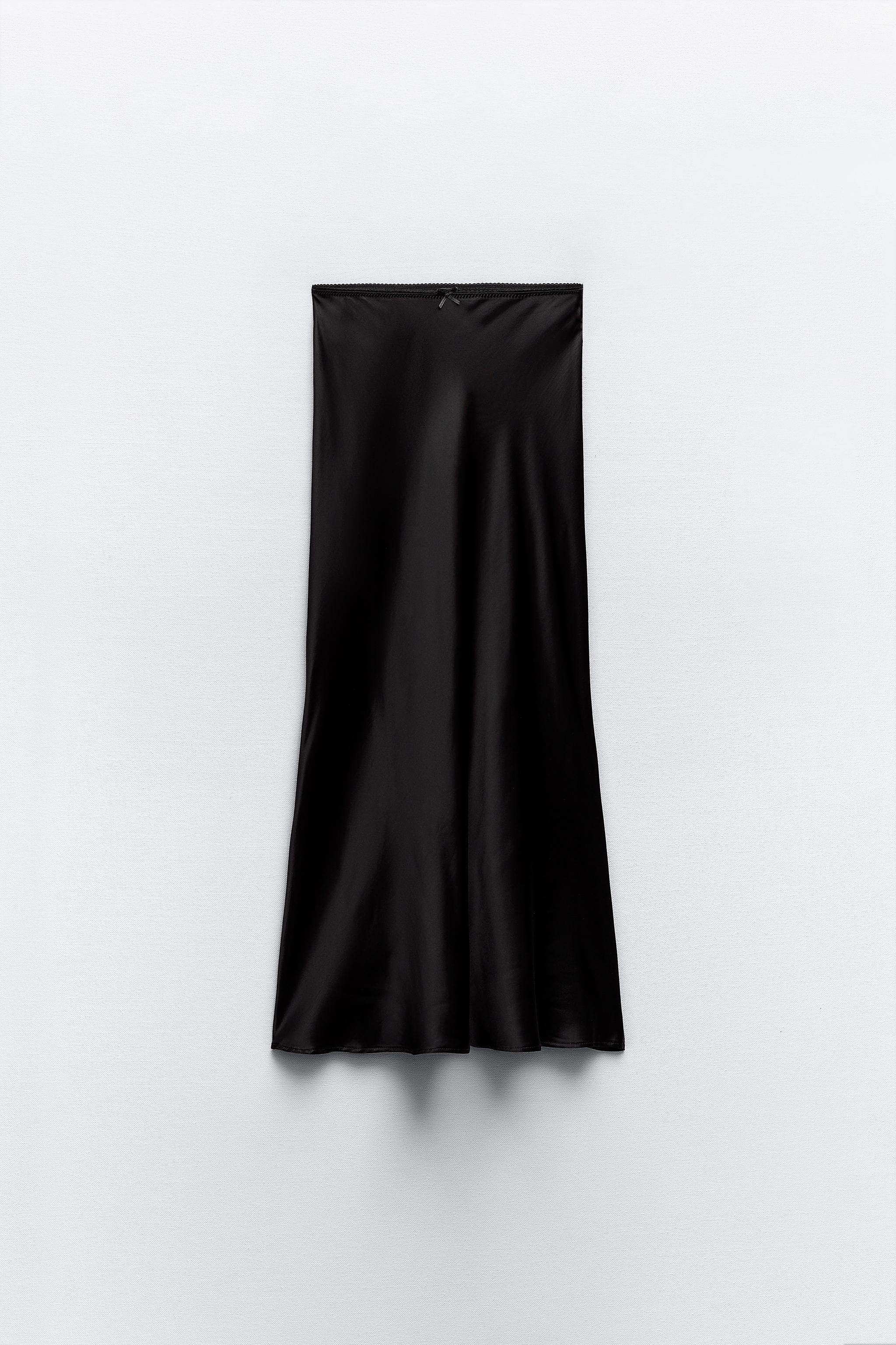 Jupe satin shop noir zara